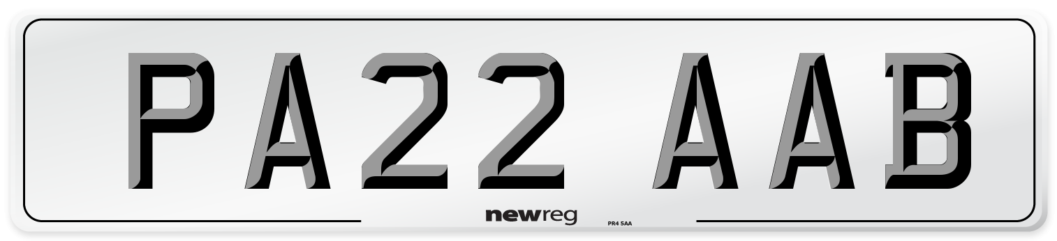 PA22 AAB Number Plate from New Reg